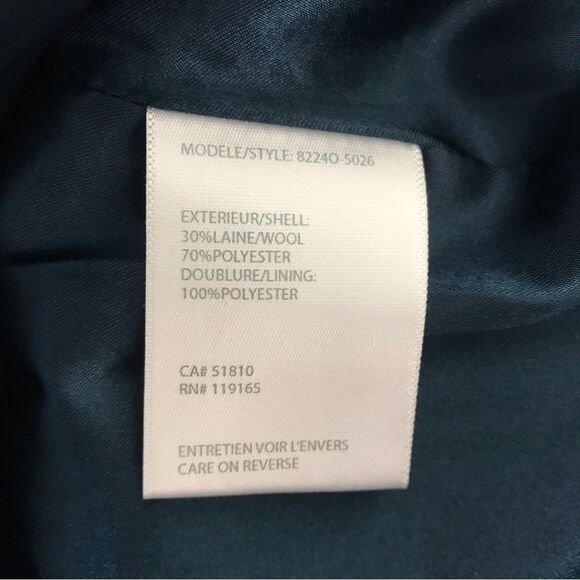 Tribal Women's S Highlands Wool Blend Pea Coat Slate Teal Bouclee Tweed New - Picture 6 of 10